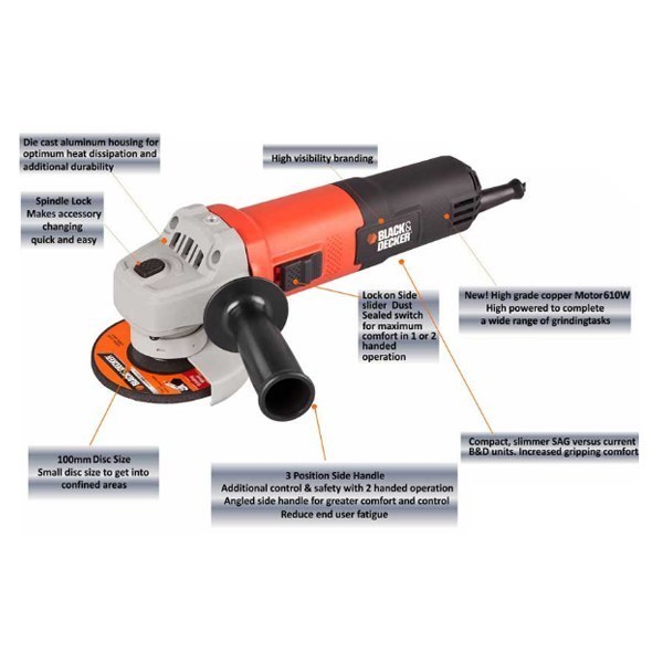 Buy Black Decker G720 100 mm 800 W Small Angle Grinder Online